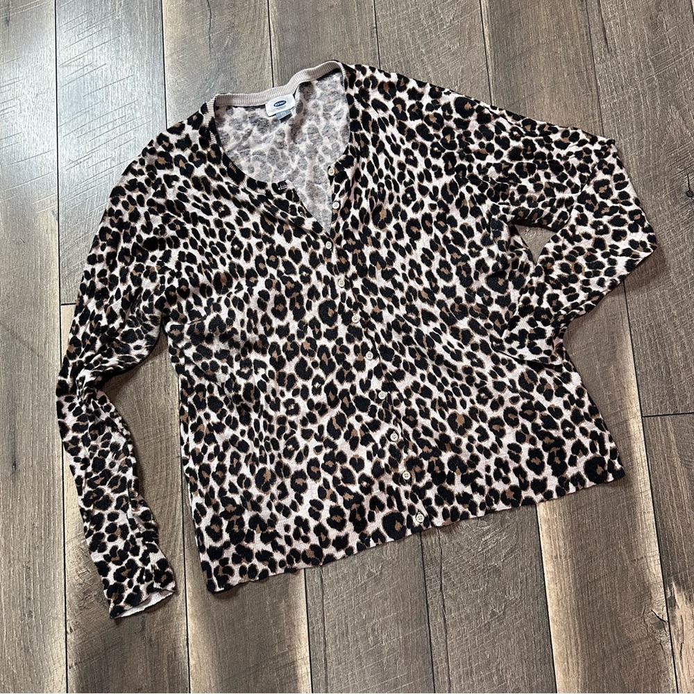 Old Navy Leopard Button Down Cardigan - image 1